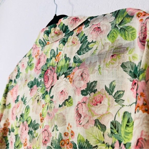 Vintage Geiger Floral Rose Boxy Sheer Button Up Blouse - Picture 9 of 12
